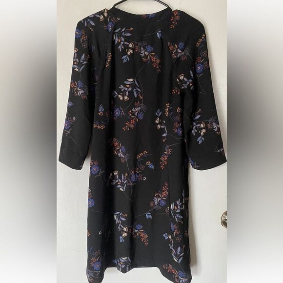 H&M Womens Black/Blue Floral Bohemian Loose/Relaxed Fit Dress, size 4, Retro - Picture 11 of 15